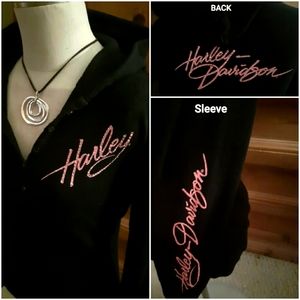 Harley Davidson thermal hoodie with handmade necklace